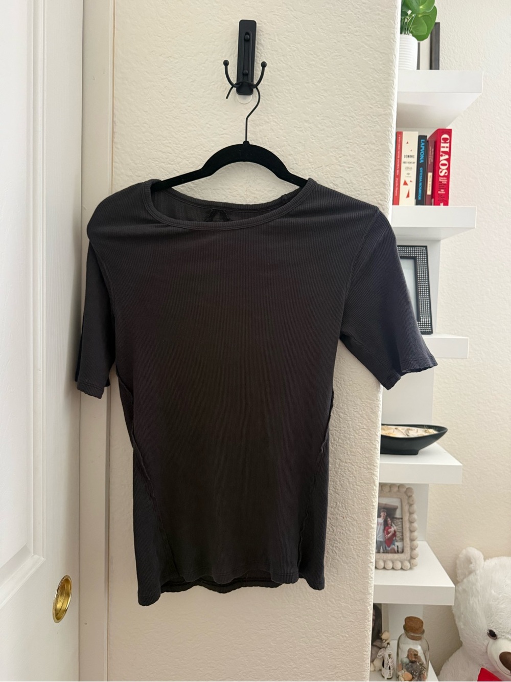 We the Free Women's Black Short-Sleeve Ribbed Tee